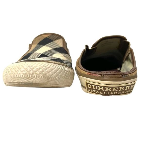 BURBERRY Nova Check Plaid Canvas Slip On Sneakers Slides 37 - Picture 6 of 15